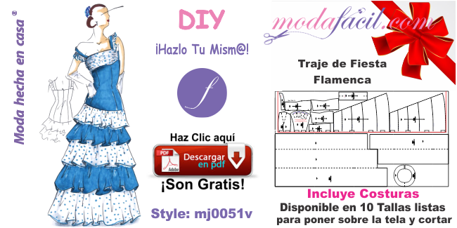 Descarga gratis los moldes del vestido de fiesta flamenca andaluza