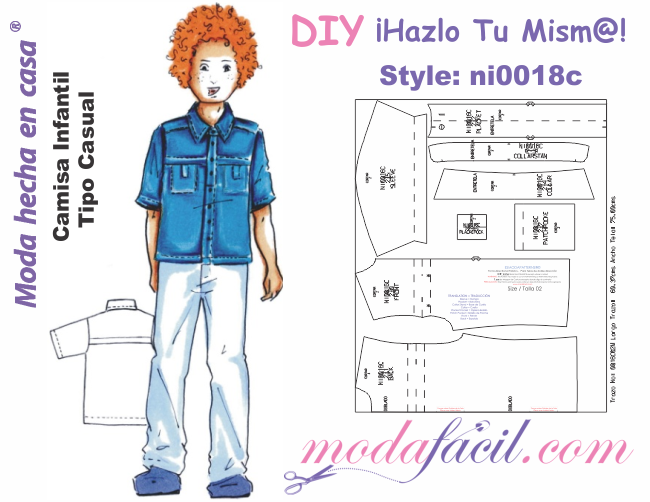 Orientar Delgado continuar Moldes de Camisa infantil y juvenil tipo casual - Modafacil DIY