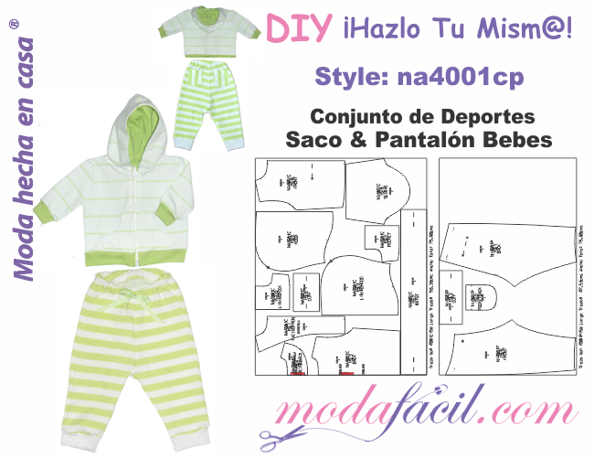 Moldes de Conjunto de Deportes de Saco y Pantalón para Bebes