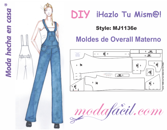 Marcado Quejar Perfecto Moldes de Overall o Enterizo de Maternidad - Modafacil DIY