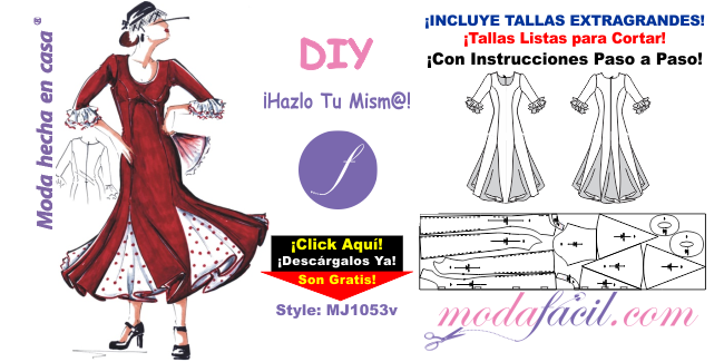 Descarga gratis los moldes del vestido de fiesta flamenca andaluza 