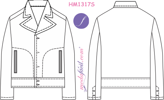 Imagen del dibujo técnico de los Moldes de Pantalones, Bermudas, Sacos y Chaquetas Modelo HM1317S - Men Blazer & Jackets