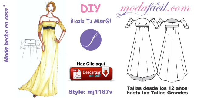 Moldes de Precioso Vestido de Fiesta Strapless mj1187v - Modafacil DIY