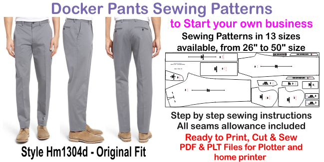 Sewing patterns of Docker Pant Style HM1304D