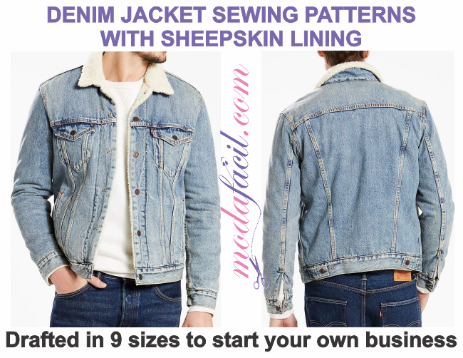Sewing Patterns of Denim Jackets with sheepskin lining 
