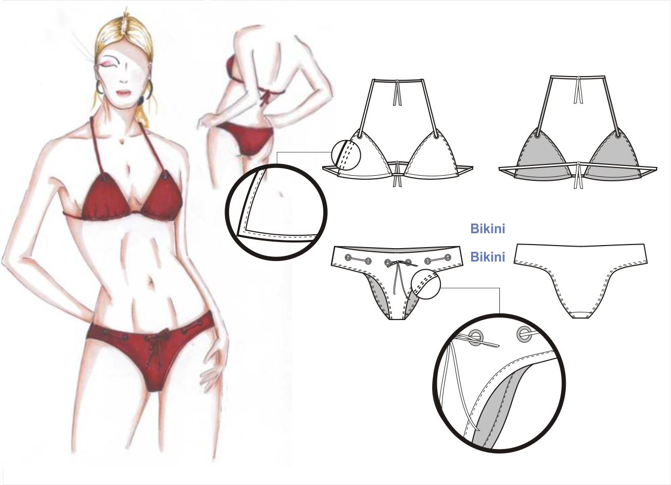 Patrones de Vestido de Baño Bikini MJ1203b