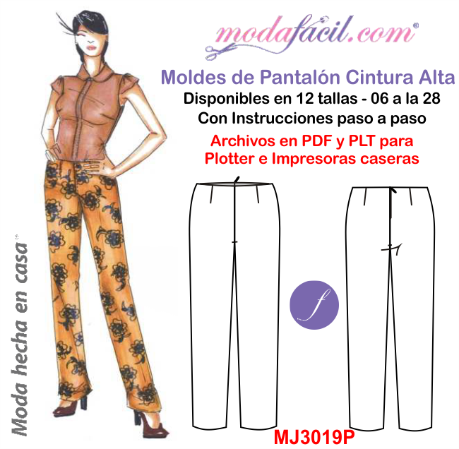 Patrón pantalón recto mujer. Patrones PDF - Patrones Técnicos Online